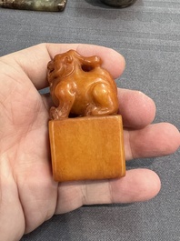 Seven Chinese jade and rock crystal carvings, 19/20th C.