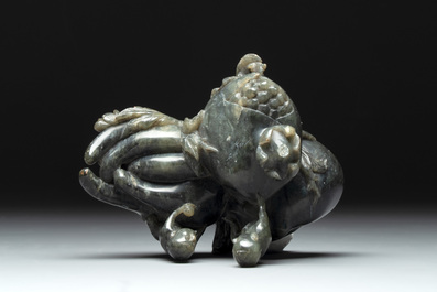 Three Chinese jade carvings, 20th C.