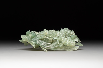 Three Chinese jade carvings, 20th C.