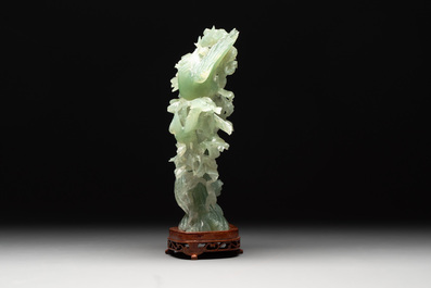 Three Chinese jade carvings, 20th C.