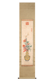 Follower of Guangxu 光緒 (1871-1908): 'Vases and flowers', Cixi seal mark, ink and colour on paper