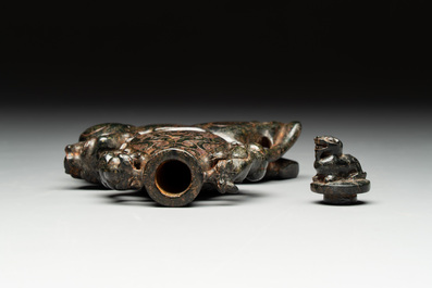 Three Chinese jade vases and covers, 20th C.