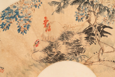 Feng Chaoran 馮超然 (1882-1954) and Wang Xuetao 王雪濤 (1903-1982): 'Two fans', ink and colour on paper