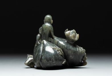 Three Chinese jade carvings, 20th C.