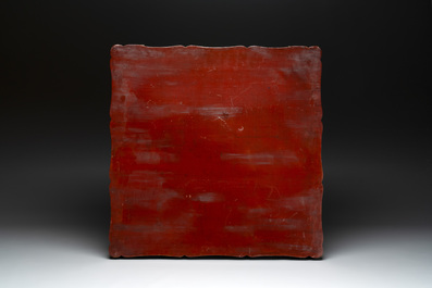 A large Chinese Canton gilt-lacquered garment box with landscape and figural design, 19th