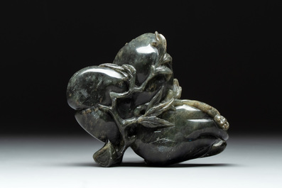 Three Chinese jade carvings, 20th C.