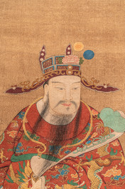 Chinese school: 'Luxing 禄星', ink and colour on silk, Qing or later