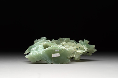 Three Chinese jade carvings, 20th C.