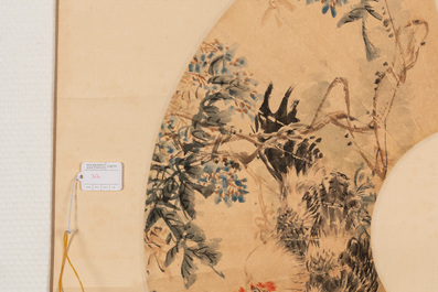 Feng Chaoran 馮超然 (1882-1954) and Wang Xuetao 王雪濤 (1903-1982): 'Two fans', ink and colour on paper