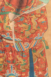 Chinese school: 'Luxing 禄星', ink and colour on silk, Qing or later