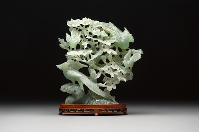 Three Chinese jade carvings, 20th C.