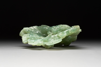 Three Chinese jade carvings, 20th C.