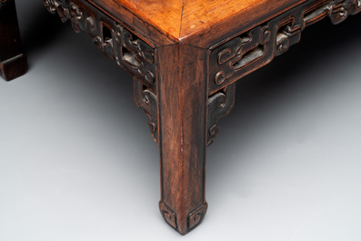 A Chinese rectangular hongmu table, 'kangzhuo', 19th C.