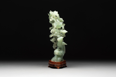 Three Chinese jade carvings, 20th C.