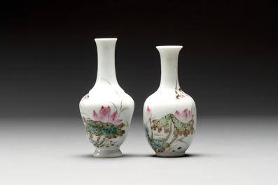 Five Chinese qianjiang cai wares , signed Wang Shaowei 王少維, Cheng Xingsheng 程興盛, Wang Xiaoting 汪小亭, 19/20th C.