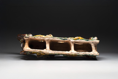A massive Chinese sancai-glazed roof tile in shape of a horse rider, Ming