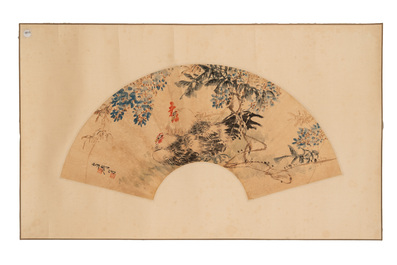 Feng Chaoran 馮超然 (1882-1954) and Wang Xuetao 王雪濤 (1903-1982): 'Two fans', ink and colour on paper