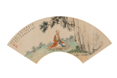 Feng Chaoran 馮超然 (1882-1954) and Wang Xuetao 王雪濤 (1903-1982): 'Two fans', ink and colour on paper