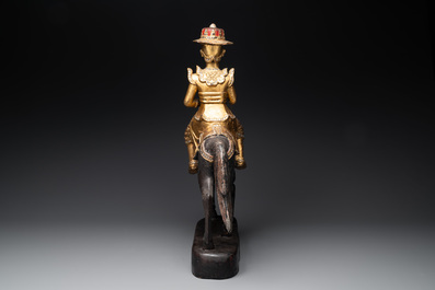 A Burmese gilt-lacquered Nat horse rider, 19/20th C.