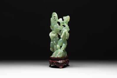 Three Chinese jade carvings, 20th C.