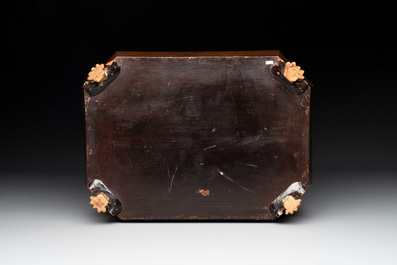 A Chinese Canton gilt-lacquered casket and an ancestral tablet of paiwei 牌位, 19th C.