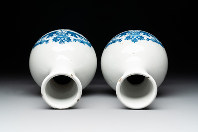 A fine pair of blue and white Dutch Delft pharmacy bottles, 18th C.