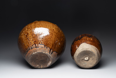 Two Chinese brown-glazed jars, Ming