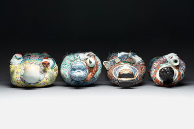 Three Chinese famille rose figures of the star gods and a figure of a lady, 19/20th C.