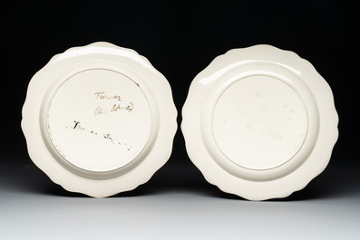 Four Dutch-decorated English 'religious subject' creamware plates, 18th C.