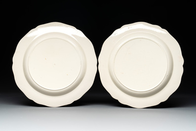 Five Dutch-decorated English 'religious subject' creamware plates, 18th C.