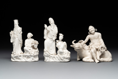 Five Chinese Dehua blanc de Chine groups, 20th C.