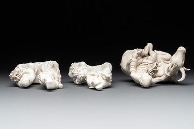 Five Chinese Dehua blanc de Chine groups, 20th C.