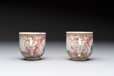 A collection of nine Chinese blue, white and famille rose wares, 18/19th C.