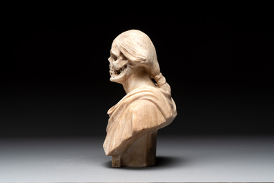 A carved marble 'Vanitas' or 'Memento Mori' bust, Italy, 18th C.