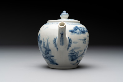 A collection of nine Chinese blue, white and famille rose wares, 18/19th C.