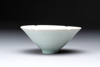 A Chinese qingbai lobed bowl, Song