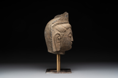 A Chinese stone head of Guanyin, Song/Ming