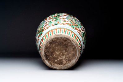 A Chinese wucai 'phoenix' vase, Transitional period