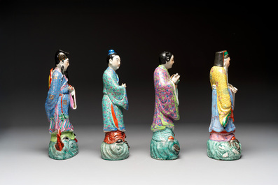 Four Chinese famille rose figures, Ge Yi Tai 戈益泰 mark, 19/20th C.