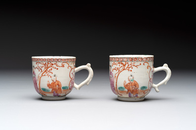 A collection of nine Chinese blue, white and famille rose wares, 18/19th C.