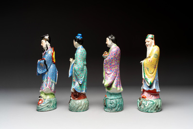 Four Chinese famille rose figures, Ge Yi Tai 戈益泰 mark, 19/20th C.
