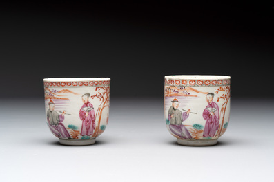 A collection of nine Chinese blue, white and famille rose wares, 18/19th C.