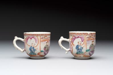 A collection of nine Chinese blue, white and famille rose wares, 18/19th C.