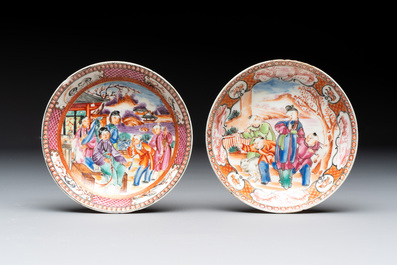 A collection of nine Chinese blue, white and famille rose wares, 18/19th C.