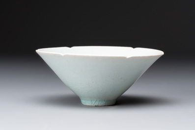 A Chinese qingbai lobed bowl, Song