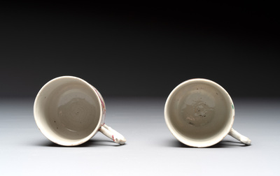 A collection of nine Chinese blue, white and famille rose wares, 18/19th C.