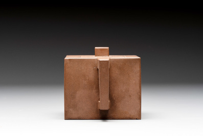 A Chinese Yixing stoneware teapot and cover, signed Hu Yaoting 胡耀庭, dated 1912