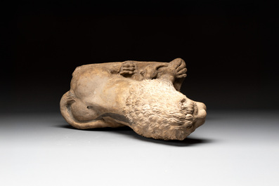 A large terracotta model of a lion with cub, Portugal or Spain, 16/17th C.