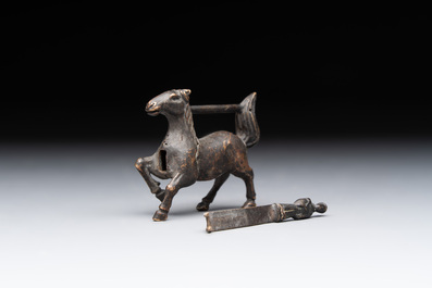 Seven various Chinese metal and cloisonn&eacute; locks, Qing