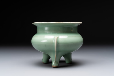 A Chinese Longquan celadon tripod censer, Southern Song